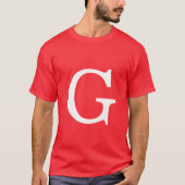 Initial Letter Monogram Red White Plain Simple T-shirt (Voorkant)