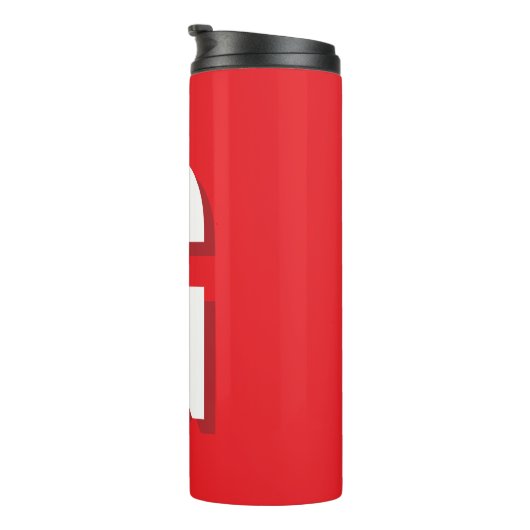 Initial Letter Monogram Red White Plain Simple Thermosbeker (Geroteerd rechts)