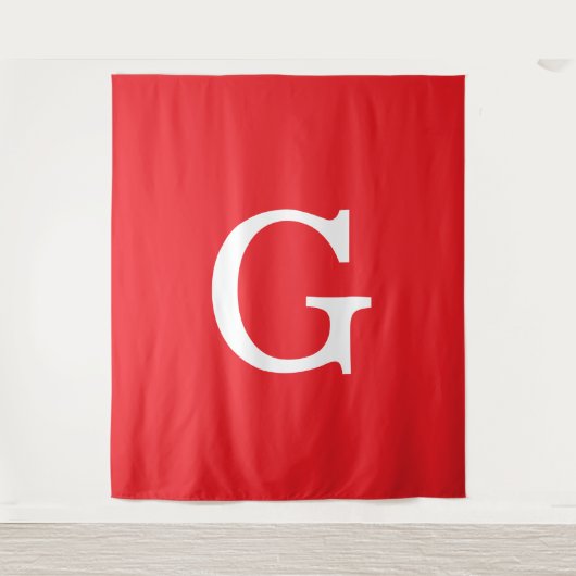 Initial Letter Monogram Red White Plain Simple Wandkleed (Voorkant)