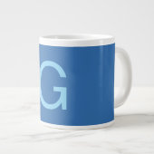Initial Letter Monogram Steel Blue Custom Plain Extra Grote Beker (Voorkant rechts)