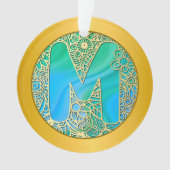 Initial Monogram M Christmas - Gold, Teal & Blue (devant)