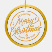 Initial Monogram M Christmas - Gold, Teal & Blue Keramisch Ornament (Achterkant)