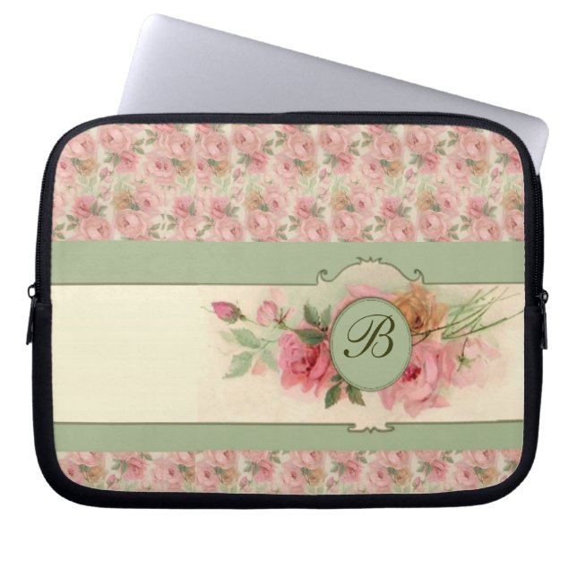 Initial Pink Roses 10" Laptop Sleeve (Voorkant)