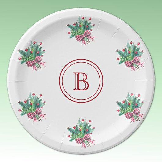 Initial, Red & Green Christmas Bouquet Papieren Bordje