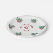 Initial, Red & Green Christmas Bouquet Papieren Bordje (Gekanteld)