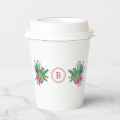 Initial, Watercolor Berries & Greenery Bouquet Papieren Bekers (Voorkant)