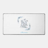 Initiale "A" Monogramme bleu Calme Floral (Recto)
