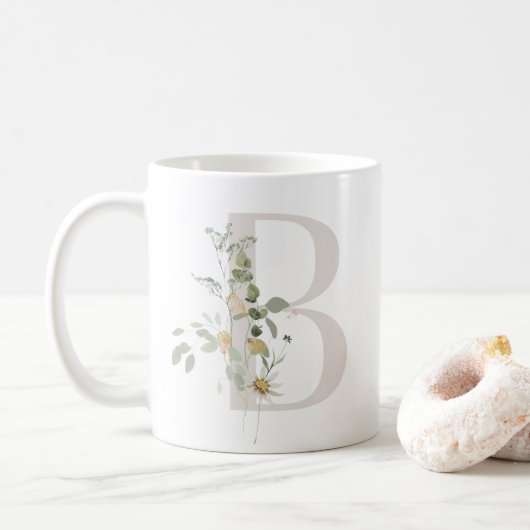 Initiale B avec fleur de couleur douce Café Mug (Avec donut)