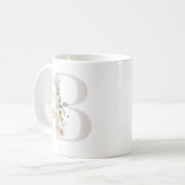 Initiale B avec fleur de couleur douce Café Mug (Devant gauche)