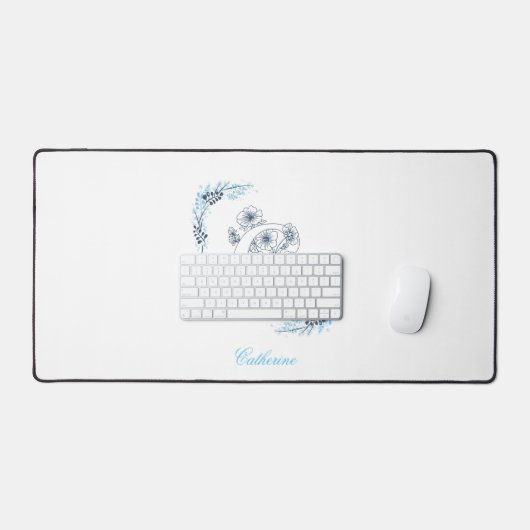 Initiale "C" Monogramme bleu Calme Floral (Clavier et souris)
