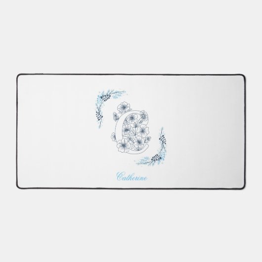 Initiale "C" Monogramme bleu Calme Floral (Recto)