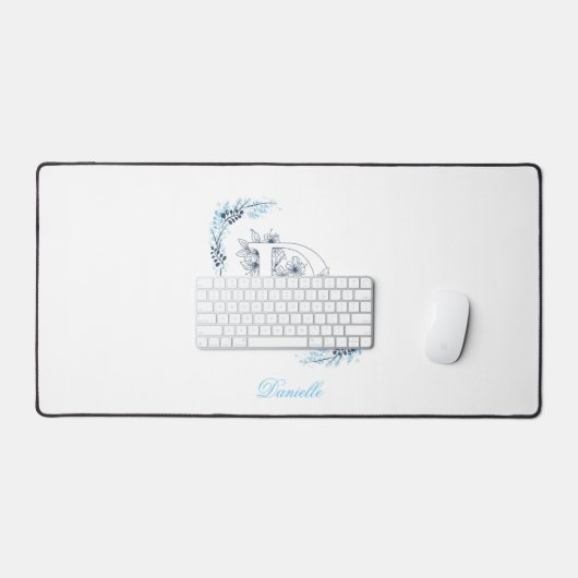 Initiale "D" Monogramme bleu Calme Floral (Clavier et souris)