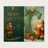 Initiale dorée C avec Père Noël et couronne (Outside Unfolded)