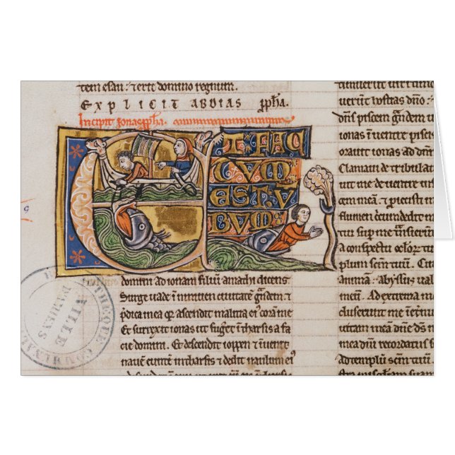 Initiale "E" de Historiated dépeignant Jonas (Devant horizontal)