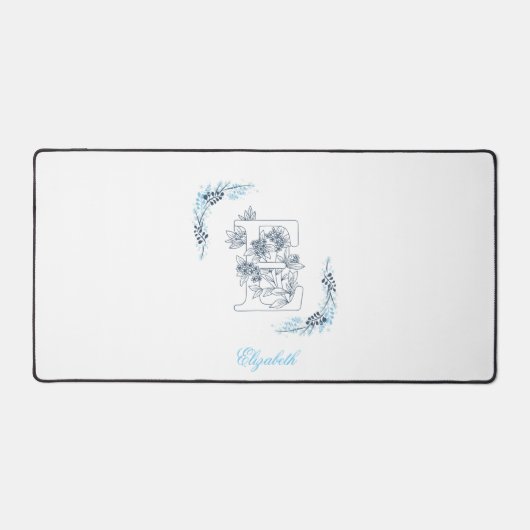 Initiale "E" Monogramme bleu Calme Floral (Recto)