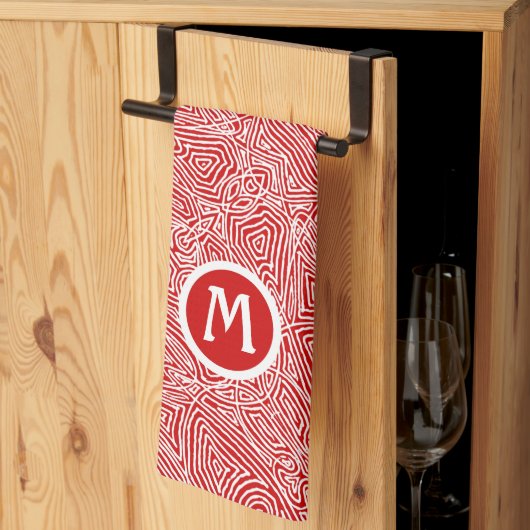 Initiale en Rouge Scribblprint Serviette de cuisin (Pliage en tiers)