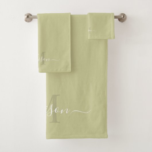 Initiale et nom personnalisable Vert olive brut (En situation)