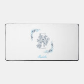 Initiale "I" Monogramme Bleu Calme Floral (Recto)