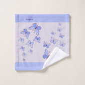 Initiale & Nom Bleu Papillon Fsenterie Lavande (Gant de toilette)