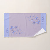 Initiale & Nom Bleu Papillon Fsenterie Lavande (Serviette à main)