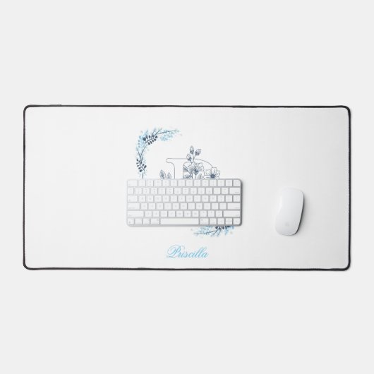 Initiale "P" Monogramme Bleu Calme Floral (Clavier et souris)