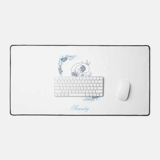 Initiale "S" Monogramme bleu Calme Floral (Clavier et souris)