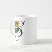 Initiale S, Tasse De Café De Tournesol Vintage (Devant gauche)