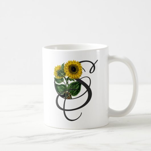 Initiale S, Tasse De Café De Tournesol Vintage (Droite)