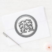 Initiale un Sticker rond en argent (Enveloppe)