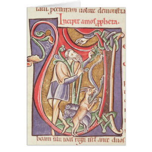 Initiale "V" de Historiated dépeignant des AMOs