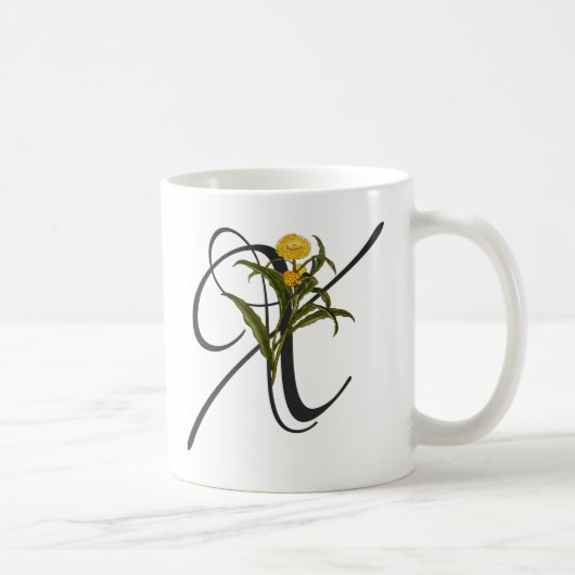 Initiale X, Xerochrysum bractea Mug café (Droite)