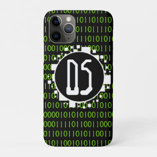 Initialen 1s 0s Binary Digital Matrix White Green iPhone 11 Pro Hoesje