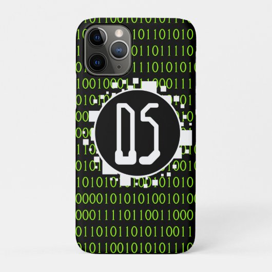 Initialen 1s 0s Binary Digital Matrix White Green Case-Mate iPhone Case (Achterkant)
