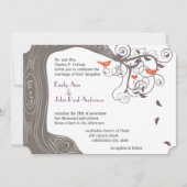 Initialen Boom Tangerine Bird Wedding Invitation Kaart (Voorkant)