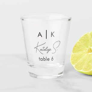 Initialen Bruiloft Shot Glass Favor   Tabelnummers Shot Glas