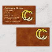 initialen C en C in goud op een lederbodem Visitekaartje (Voorkant / Achterkant)