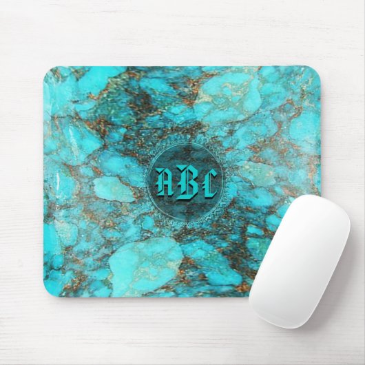 Initialen CustomizeABLEs van het Monogram van Turq Muismat (Met muis)