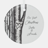 Initialen die op boomparen zijn gehuld glas ornament (Voorkant)