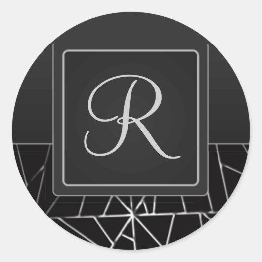 Initialen envelopzegel met tabbladen ronde sticker (Voorkant)