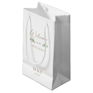 Initialen Eucalyptus Weddenschap voor wit en goud Klein Cadeauzakje