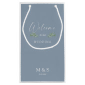 Initialen Eucalyptus Wedding Favor Dusty Blue Klein Cadeauzakje (Achterkant)