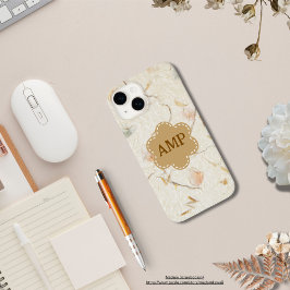 Initialen Girly kraft papier achtergrond gedroogde Case-Mate iPhone 14 Hoesje