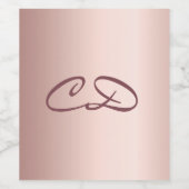 Initialen goudmonogram roos op jaardag wijn etiket (Enkel label)