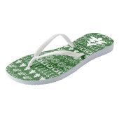 Initialen | Groen en wit Iconisch kerstpatroon Teenslippers (Schuin)