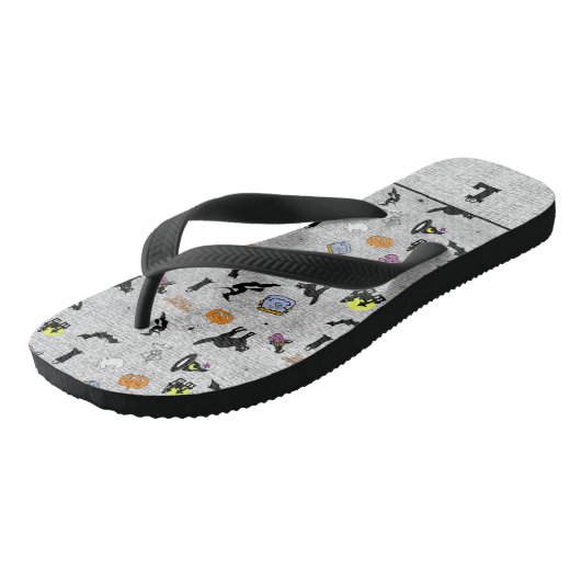 Initialen:  Halloween Random Icoic Pattern Grey Teenslippers (Schuin)