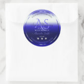 Initialen juwelen met een modern blauw keurmerk ronde sticker (Tas)