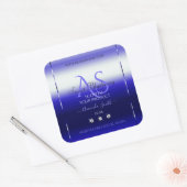 Initialen juwelen met een modern blauw keurmerk vierkante sticker (Envelop)