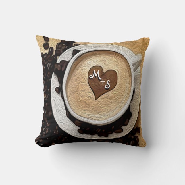 Initialen koffie toevoegen kussen (Voorkant)