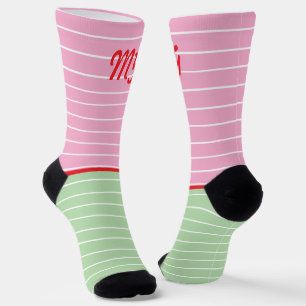 Initialen leuke stijl strepen Roze groen Modern sc Sokken
