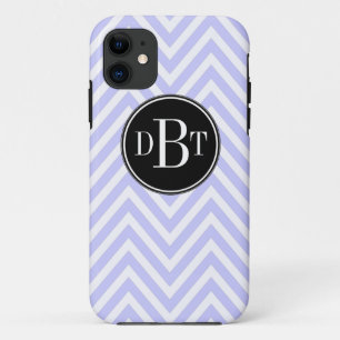 Initialen Lila Paars White Chevron Pattern iPhone 11 Hoesje